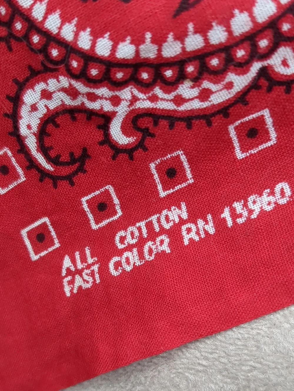Vintage 1970s Red Classic Bandana Scarf Western Rodeo Cowboy Cowgirl RN13960